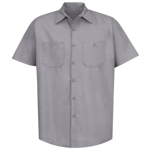 Mns S/S Silver Gy Poplin Workshirt, XXL