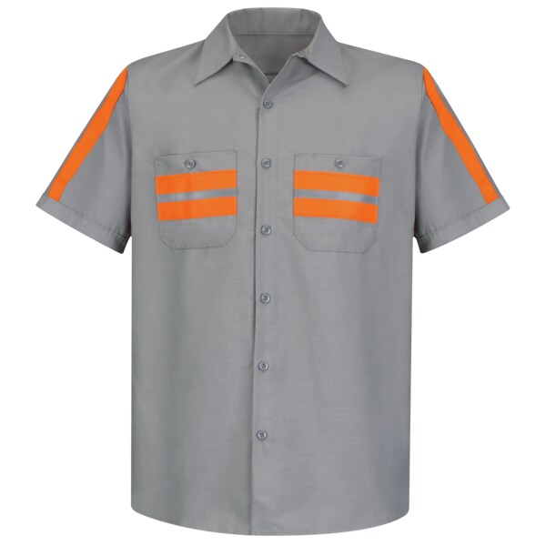 Mens Ss Lt Gray Workshirt W/Evt, XL
