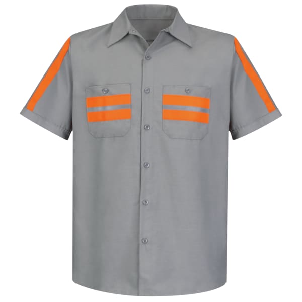 Mens Ss Lt Gray Workshirt W/Evt, XL