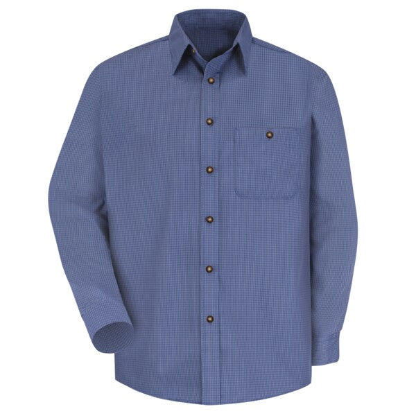 Mns Ls Blue/Gray Mini Plaid Shirt, S