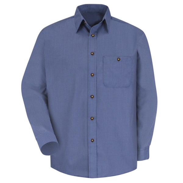 Mns Ls Blue/Gray Mini Plaid Shirt, L