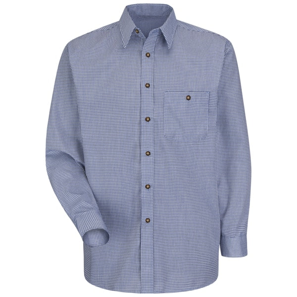 Mns Ls Blue/Cream Mini Plaid Shirt, 2XL