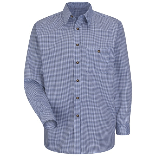 Mns Ls Blue/Cream Mini Plaid Shirt, L