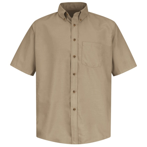 Mns Ss Button Down Poplin Shirt, Kh, XXL