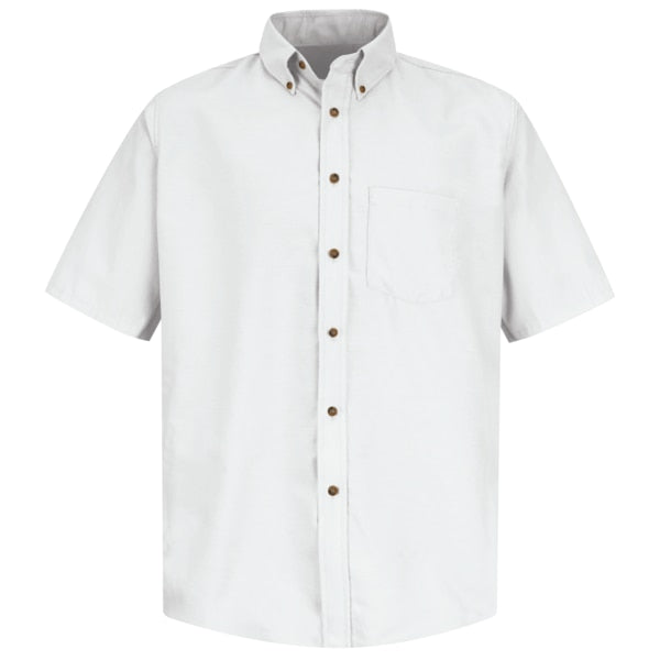 Mns Ss Button Down Poplin Shirt, Wh, 5XL
