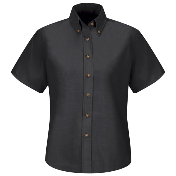 Wms Ss Button Down Poplin Shirt-Bk