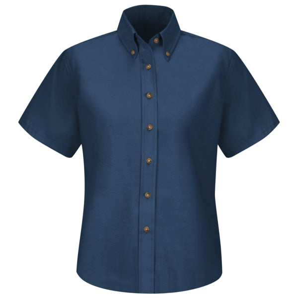 Wms Ss Button Down Poplin Shirt-Nv