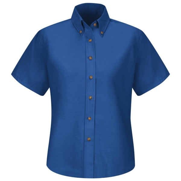 Wms Ss Button Down Poplin Shirt-Rb