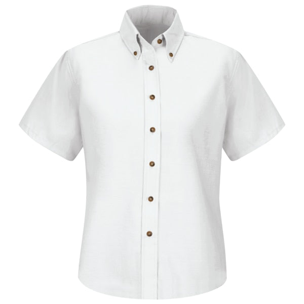 Wms Ss Button Down Poplin Shirt-Wh