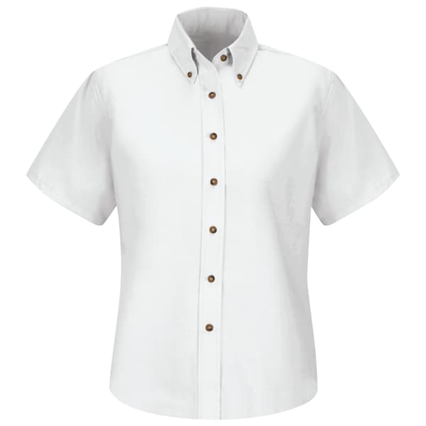 Wms Ss Button Down Poplin Shirt-Wh