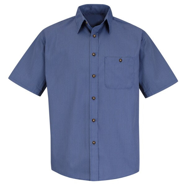 Mns Ss Blue Gray Mini Plaid Shirt, 3XL