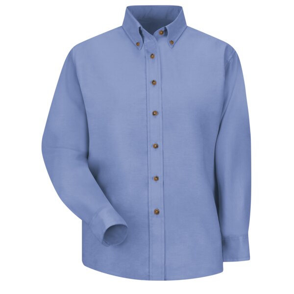 Wms Ls Button Down Poplin Shirt-Lb