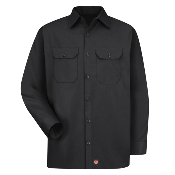 Mens Ls Twill 65/35 Work Shirt-Bk, S