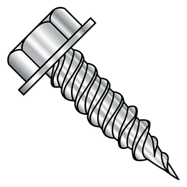 Self-Drilling Screw, #8-15 x 3/4 in, Plain 410 Stainless Steel Hex Head Hex Drive, 5000 PK