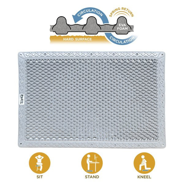 Portable Seat Cushion, Grey, 27 in L x 18 in W, EVA Foam, 1 in Thick