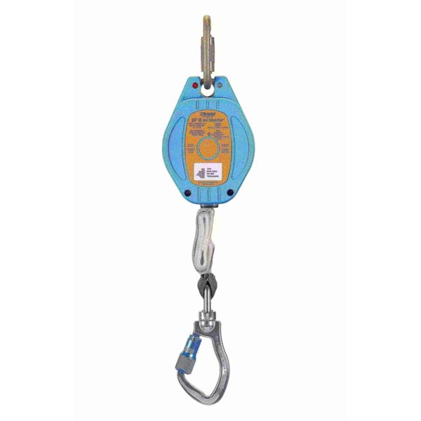 Self Retracting Lifeline, 20 ft., 310 lbs., one person Weight Capacity, Blue