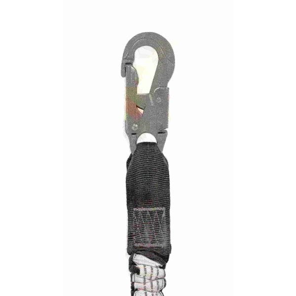 Shock Absorbing Lanyard, 4 1/2 to 6 ft., 310 lbs., one person Weight Capacity, Black