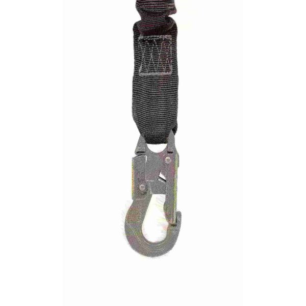 Shock Absorbing Lanyard, 4 1/2 to 6 ft., 310 lbs., one person Weight Capacity, Black