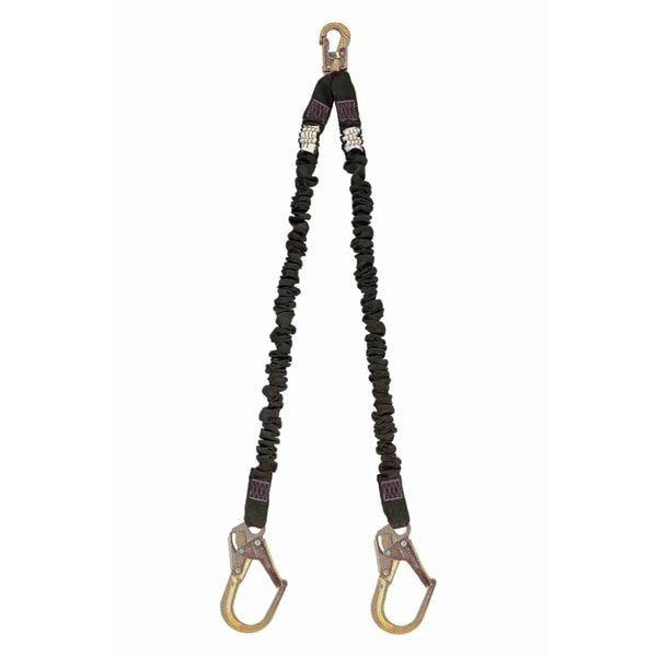 Shock Absorbing Lanyard, 4 1/2 to 6 ft., 310 lbs., one person Weight Capacity, Black