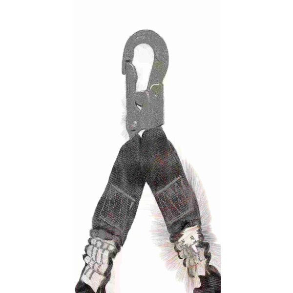 Shock Absorbing Lanyard, 4 1/2 to 6 ft., 310 lbs., one person Weight Capacity, Black