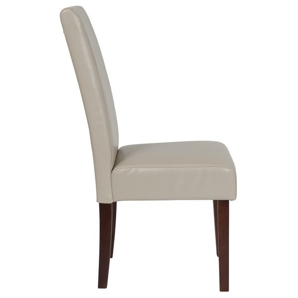 Beige LeatherSoft Parsons Chair with Mahogany Legs