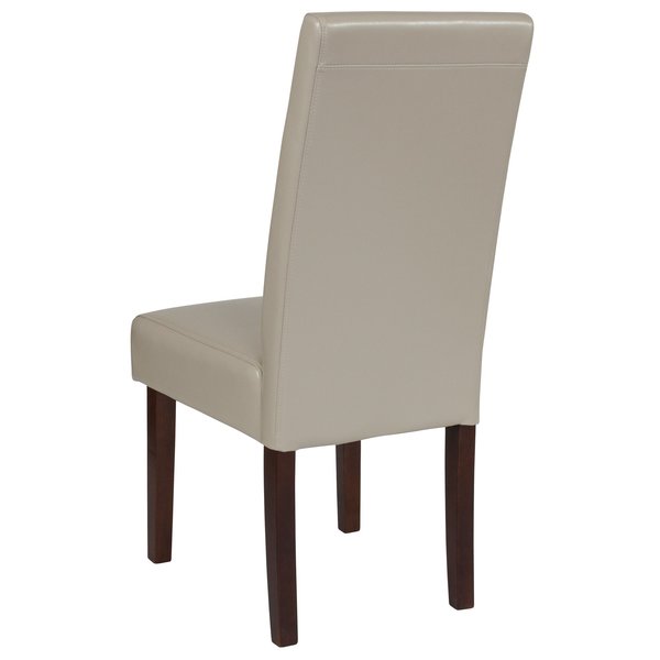 Beige LeatherSoft Parsons Chair with Mahogany Legs