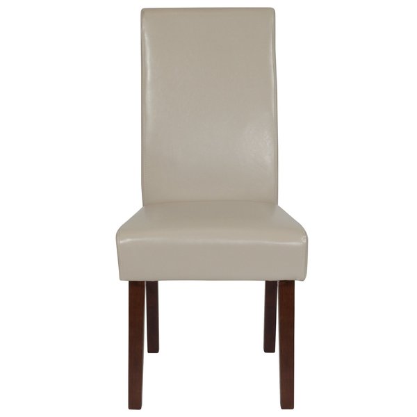 Beige LeatherSoft Parsons Chair with Mahogany Legs