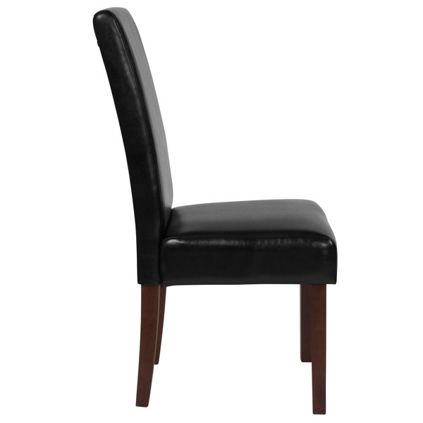 Black LeatherSoft Parsons Chair with Mahogany Legs