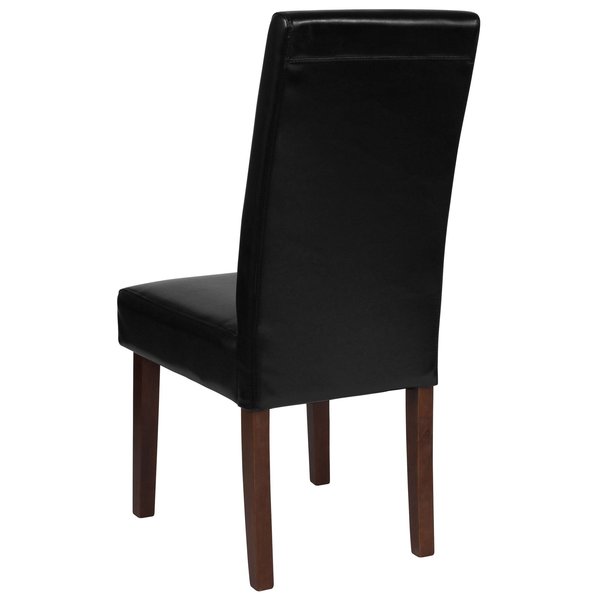 Black LeatherSoft Parsons Chair with Mahogany Legs