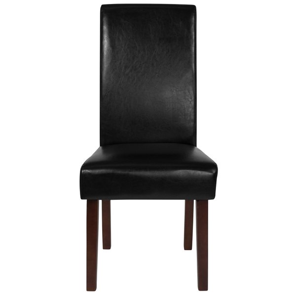 Black LeatherSoft Parsons Chair with Mahogany Legs
