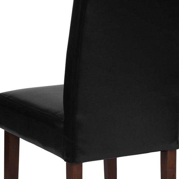 Black LeatherSoft Parsons Chair with Mahogany Legs