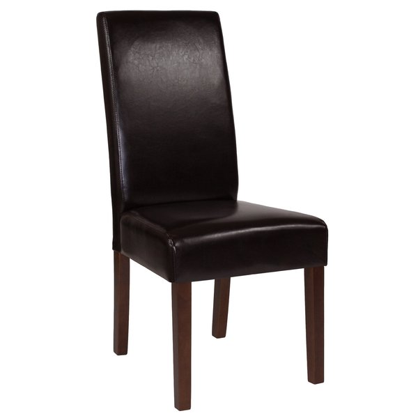 Brown LeatherSoft Parsons Chair with Mahogany Legs