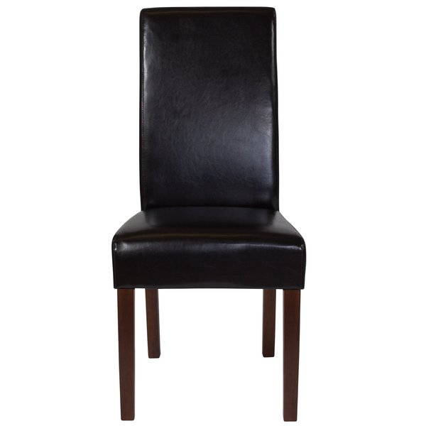 Brown LeatherSoft Parsons Chair with Mahogany Legs