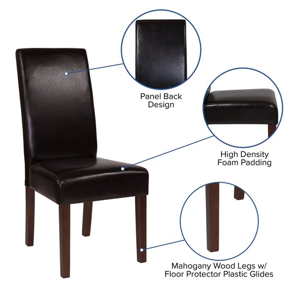 Brown LeatherSoft Parsons Chair with Mahogany Legs