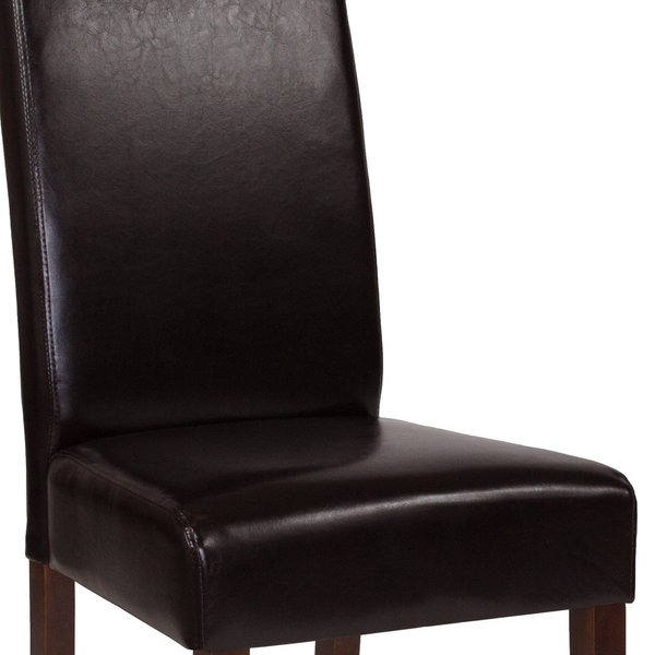 Brown LeatherSoft Parsons Chair with Mahogany Legs
