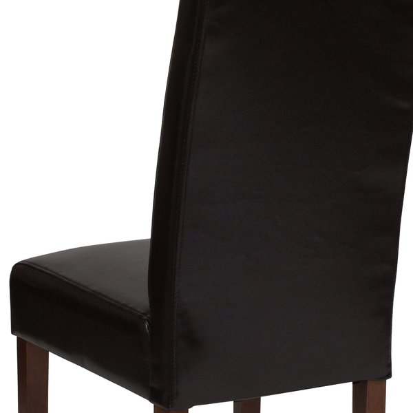 Brown LeatherSoft Parsons Chair with Mahogany Legs