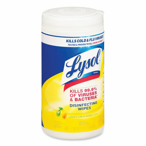Disinfecting Wipes, White, Canister, Nonwoven Fiber, 80 Wipes, Lemon & Lime BlossomÂ®