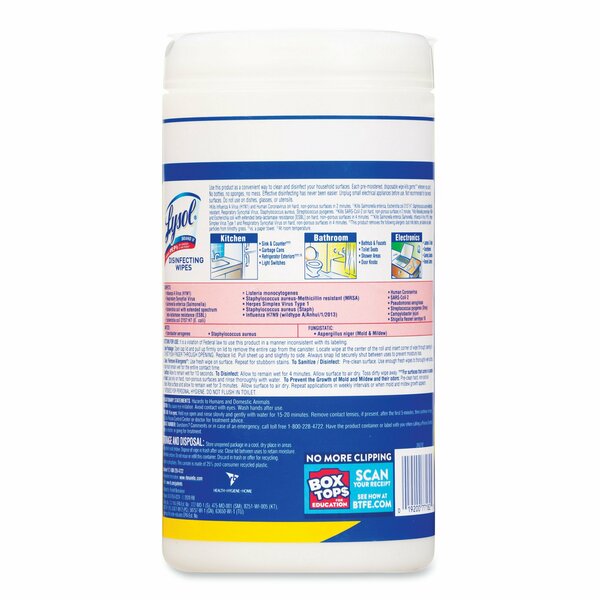 Disinfecting Wipes, White, Canister, Nonwoven Fiber, 80 Wipes, Lemon & Lime BlossomÂ®