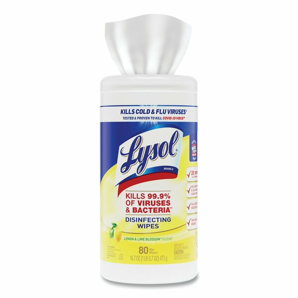 Disinfecting Wipes, White, Canister, Nonwoven Fiber, 80 Wipes, Lemon & Lime BlossomÂ®