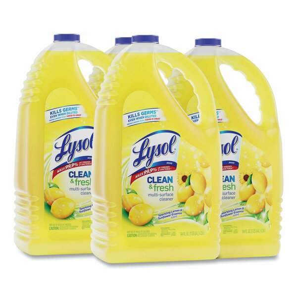 Cleaner and Disinfectant, 144 oz. Bottle, Sparkling Lemon & Sunflower Essence, 4 PK
