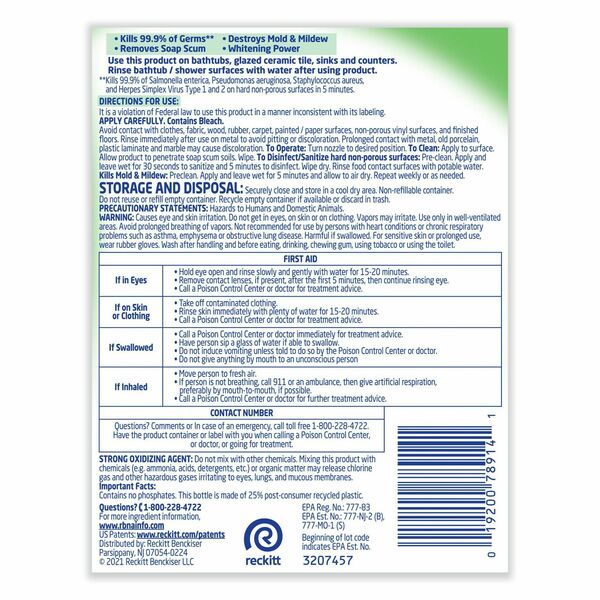 All Purpose Cleaner, 32 oz. Trigger Spray Bottle, Slight Chlorine