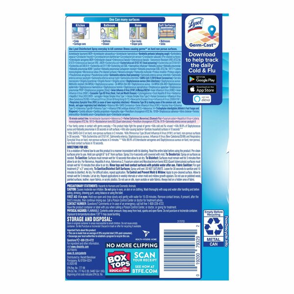 Disinfectant Spray, 19 oz. Aerosol Spray, Crisp Linen