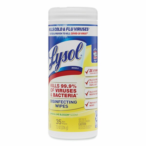 Disinfecting Wipes, White, Canister, Nonwoven Fiber, 35 Wipes, 7 1/4 in L x 7 in W
