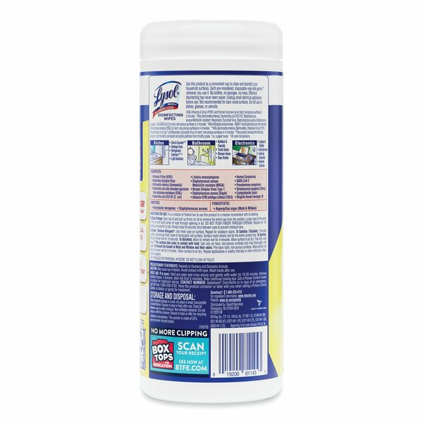 Disinfecting Wipes, White, Canister, Nonwoven Fiber, 35 Wipes, 7 1/4 in L x 7 in W