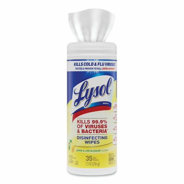 Disinfecting Wipes, White, Canister, Nonwoven Fiber, 35 Wipes, 7 1/4 in L x 7 in W