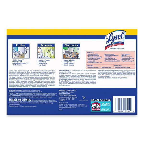 Disinfecting Wipes, White, Canister, Nonwoven Fiber, 12 PK, 35 Wipes, 7 in x 8 in