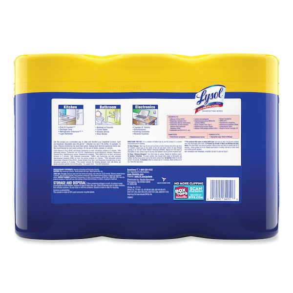 Disinfecting Wipes, 80 Wipe Canister, 7x8 in Wipes, Nonwoven Fiber, Lemon & Lime Blossom, 6 Pack