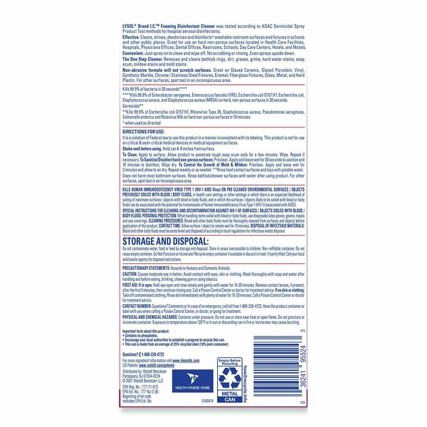 Cleaner and Disinfectant, 24 oz. Aerosol Spray, Fresh