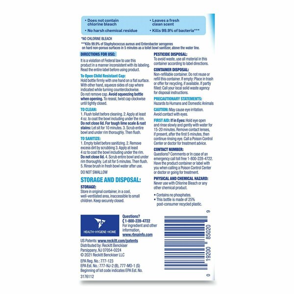 Toilet Bowl Cleaner with Hydrogen Peroxide, Ocean Fresh Scent, 24 oz, PK9