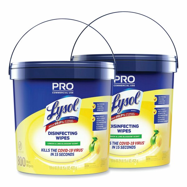Professional Disinfecting Wipe Bucket, 1-Ply, 6 x 8, Lemon and Lime Blossom, White, 800 Wipes, PK2